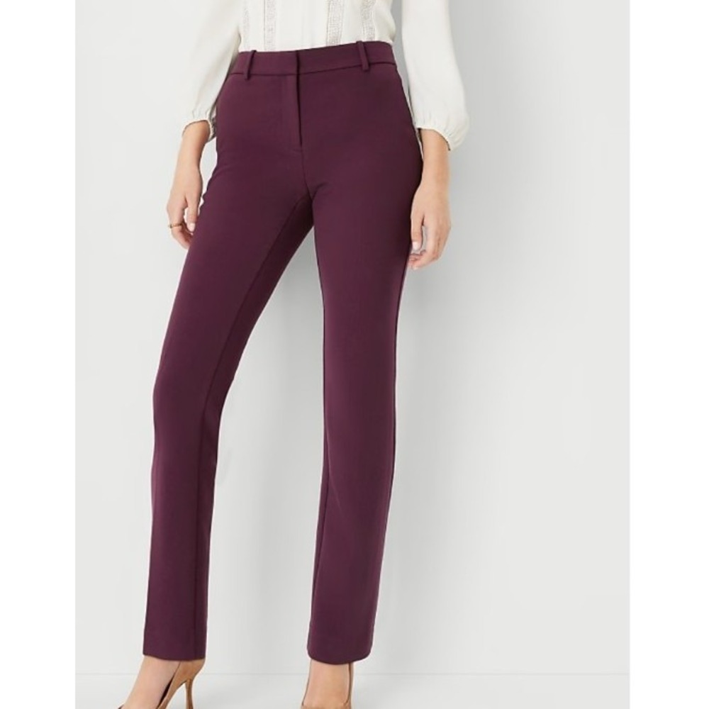 Ann Taylor Women SZ 2 Tall Dark Plum Career Trousers straight ankle pocket dress
